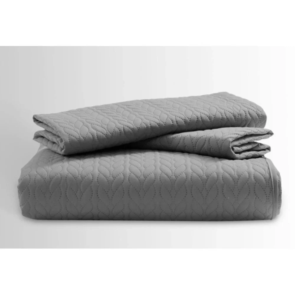 3 Piece Quilt Set, Coverlet Set, Pinsonic Quilted. Queen‎ Size 90x96 inches GREY